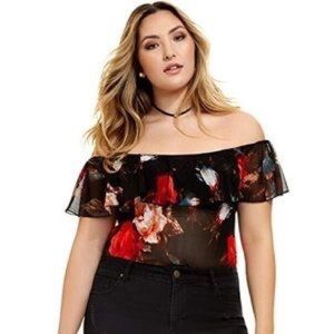 FTF size 1 floral mesh bodysuit with snap closure